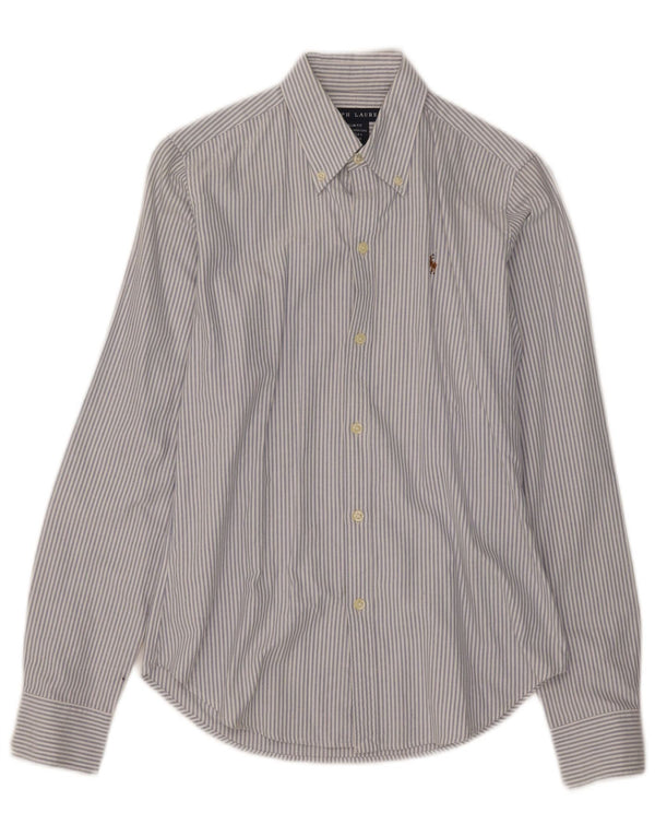 Ralph Lauren Γυναικείο πουκάμισο με λεπτή εφαρμογή US 4 Small Blue Pinstripe βαμβακερό