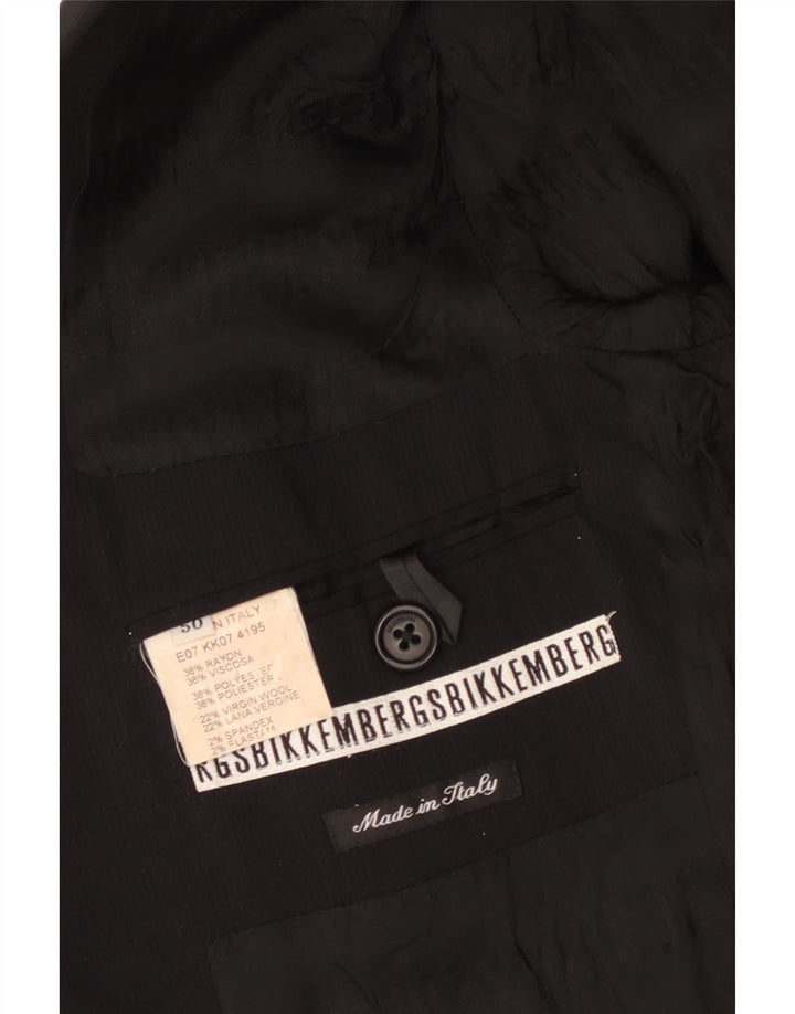 BIKKEMBERGS Ανδρικό σακάκι σακάκι 2 κουμπιών IT 50 μεγάλο μαύρο βισκόζη