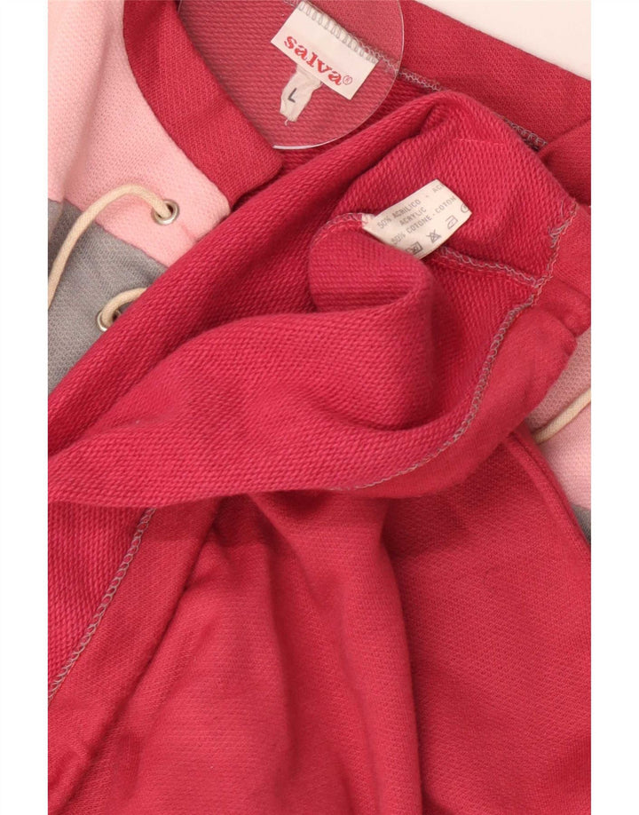 Vintage γυναικείο φούτερ μεγάλου μεγέθους Jumper UK 16 Large Red Colourblock