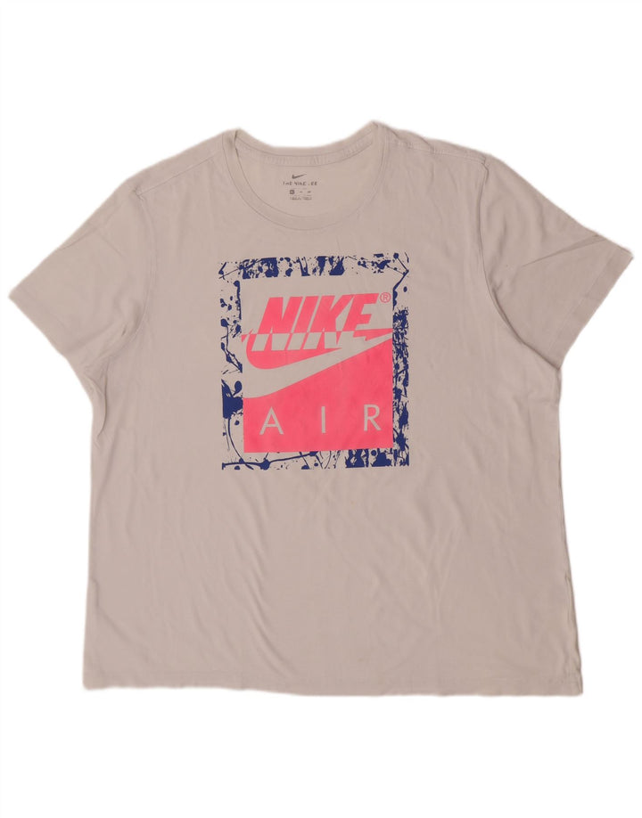 Ανδρικό γραφικό μπλουζάκι Nike 2XL λευκό βαμβακερό