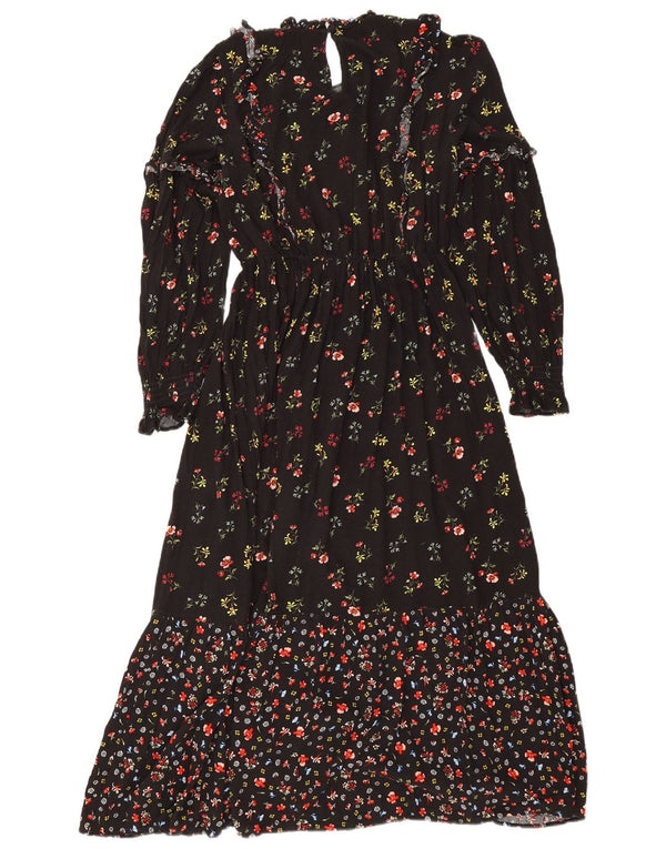 Marks & Spencer Γυναικείο Maxi Φόρεμα UK 10 Small Black Floral Viscose