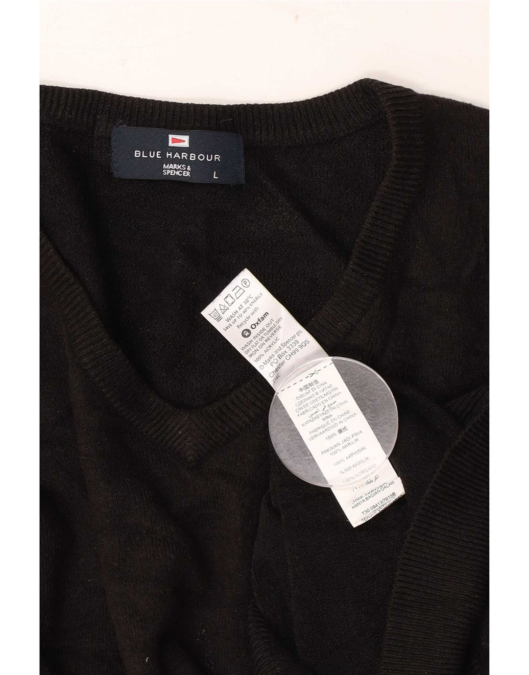 Ανδρικό πουλόβερ Marks & Spencer Blue Harbor με λαιμόκοψη με λαιμόκοψη, μεγάλο μαύρο ακρυλικό