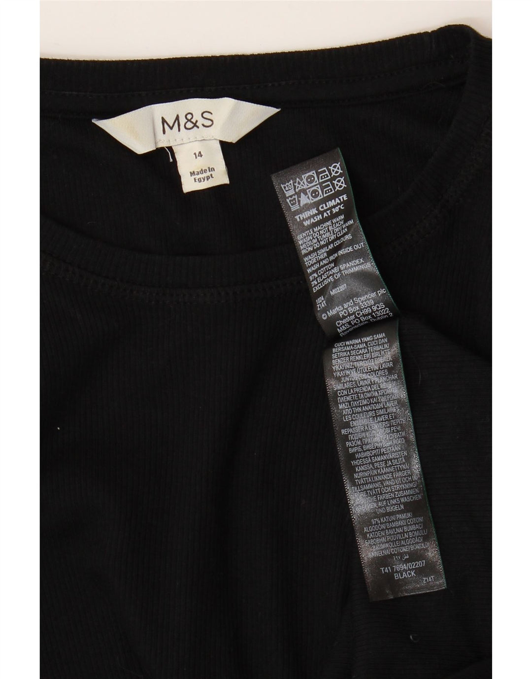 Marks & Spencer Γυναικείο τοπ μακρυμάνικο UK 14 μεσαίο μαύρο βαμβακερό