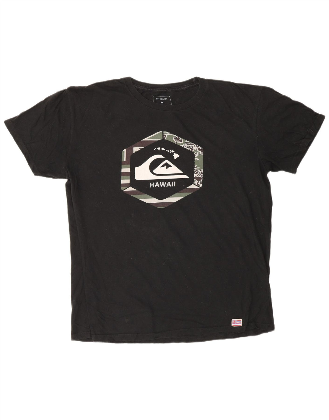 Ανδρικό γραφικό μπλουζάκι QUIKSILVER Regular Fit Hawaii Top μεγάλο μαύρο βαμβακερό