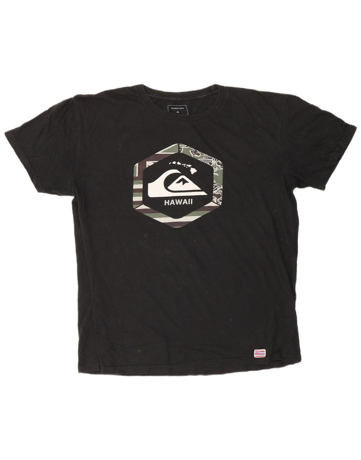 Ανδρικό γραφικό μπλουζάκι QUIKSILVER Regular Fit Hawaii Top μεγάλο μαύρο βαμβακερό