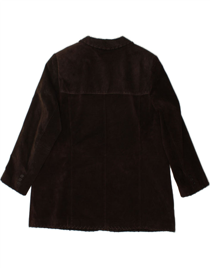 SAMOON Womens 3/4 Sleeve Leather Coat UK 20 2XL Brown Leather Vintage SAMOON and Second-Hand SAMOON from Messina Hembry 
