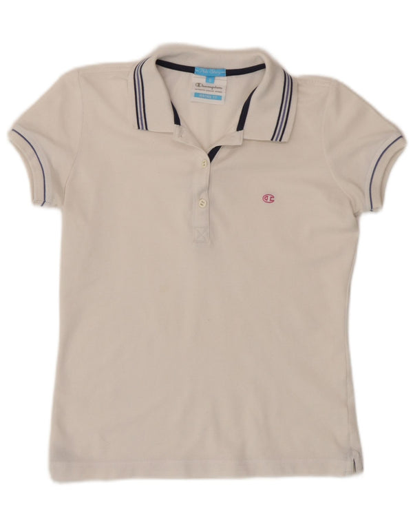 Champion Womens Heritage Fit Polo Shirt UK 10 Small White Ride