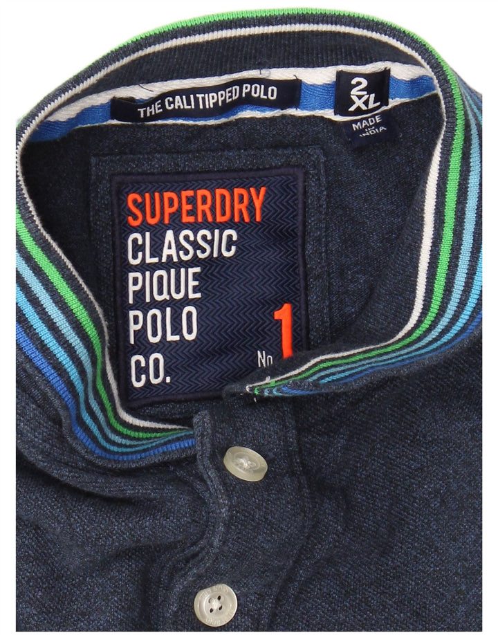 Ανδρικό γραφικό πόλο μπλουζάκι SUPERDRY 2XL Navy Blue