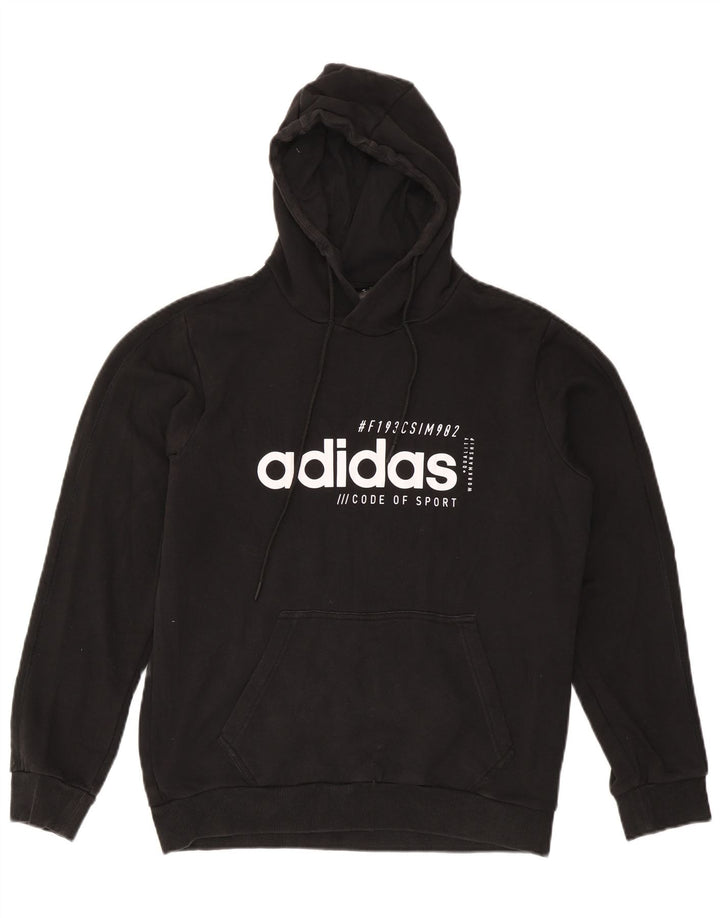 Ανδρικό γραφικό κουκούλα Adidas, μεσαίο μαύρο βαμβακερό