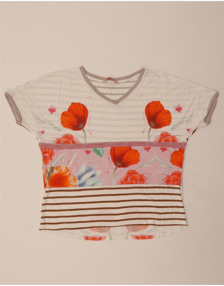 Desigual Γυναικείο T-Shirt Top UK 16 Large Off White Floral