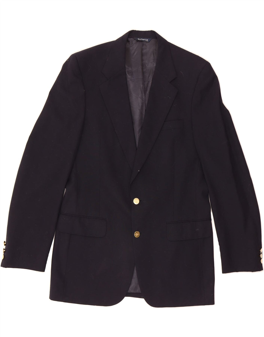 BURBERRYS Mens 2 Button Blazer Jacket UK 38 Medium Navy Blue Wool Vintage Burberrys and Second-Hand Burberrys from Messina Hembry 