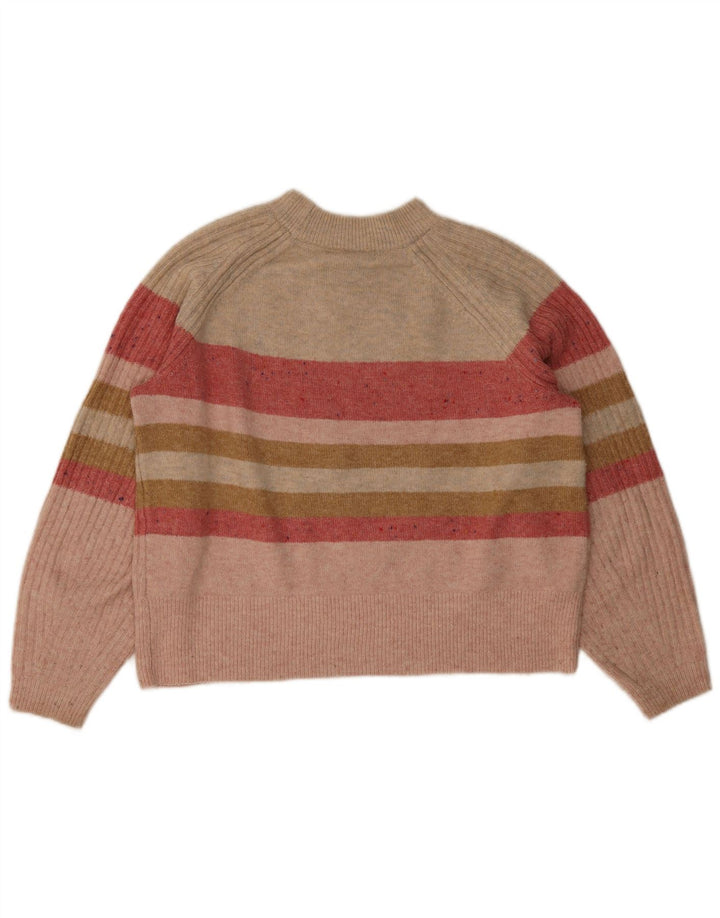 Marks & Spencer Γυναικείο πουλόβερ με λαιμόκοψη UK 16 Medium Pink ριγέ