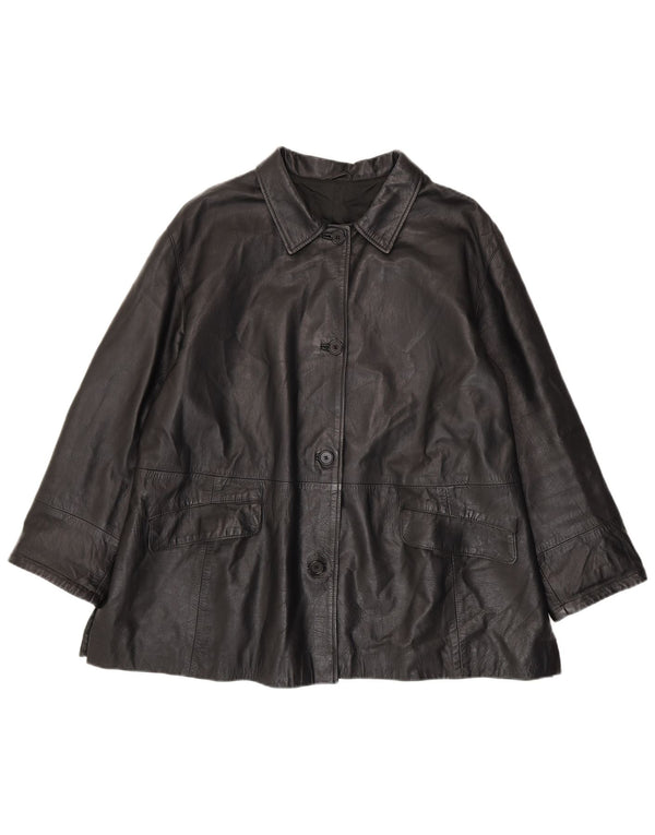 Vintage Γυναικείο Δερμάτινο Μπουφάν IT 56 3XL Μαύρο Δερμάτινο