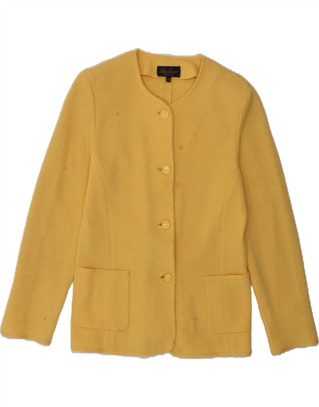 LUISA SPAGNOLI Womens Knit 4 Button Blazer Jacket UK 12 Medium Yellow Vintage Luisa Spagnoli and Second-Hand Luisa Spagnoli from Messina Hembry 