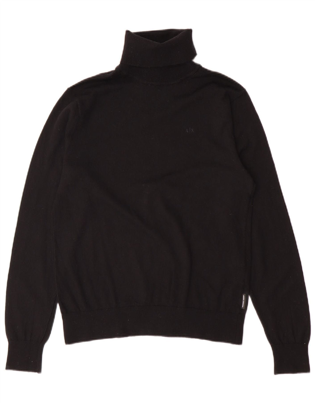 Armani Exchange Ανδρικό πουλόβερ με ρολό λαιμόκοψη, μικρό μαύρο παρθένο μαλλί