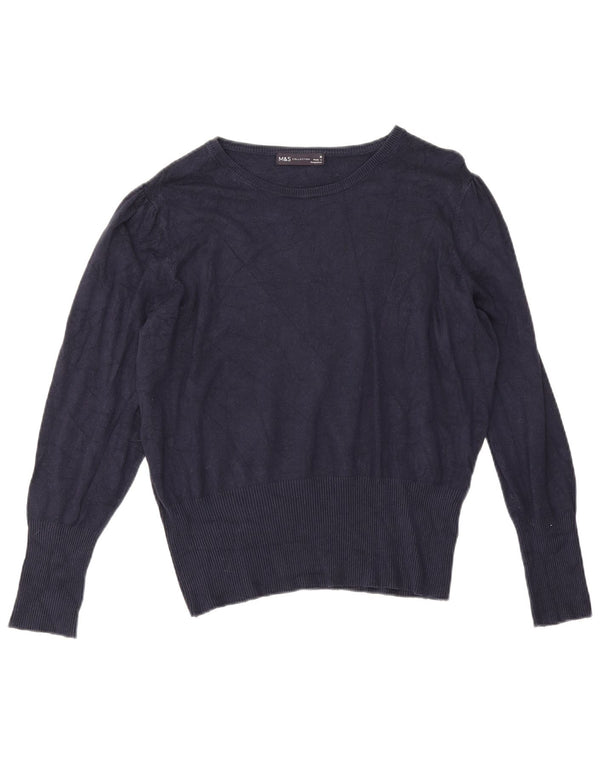 Marks & Spencer Γυναικείο πουλόβερ με λαιμόκαυστο UK 16 Large Navy Blue