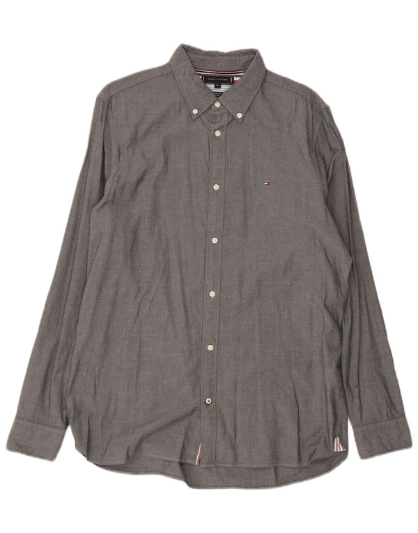 Tommy Hilfiger Mens Slim Fit Shirt XL Grey Cotton