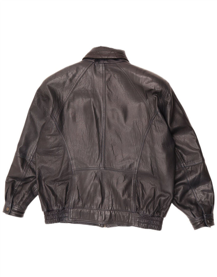 Vintage Ανδρικό Δερμάτινο Μπουφάν EU 52 XL Navy Blue Leather