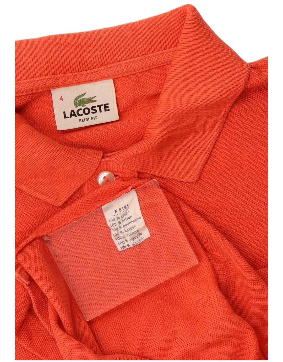 LACOSTE Ανδρικό πουκάμισο Polo Slim Fit Μέγεθος 4 Μεσαίο πορτοκαλί βαμβακερό