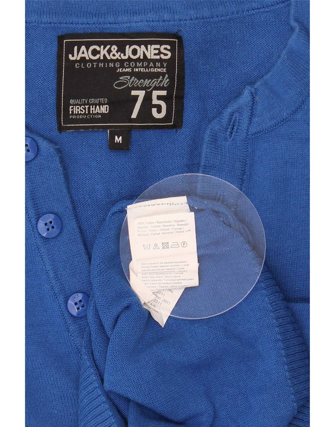 Jack & Jones Ανδρικό πουλόβερ με λαιμόκοψη σε μεσαίο μπλε βαμβακερό