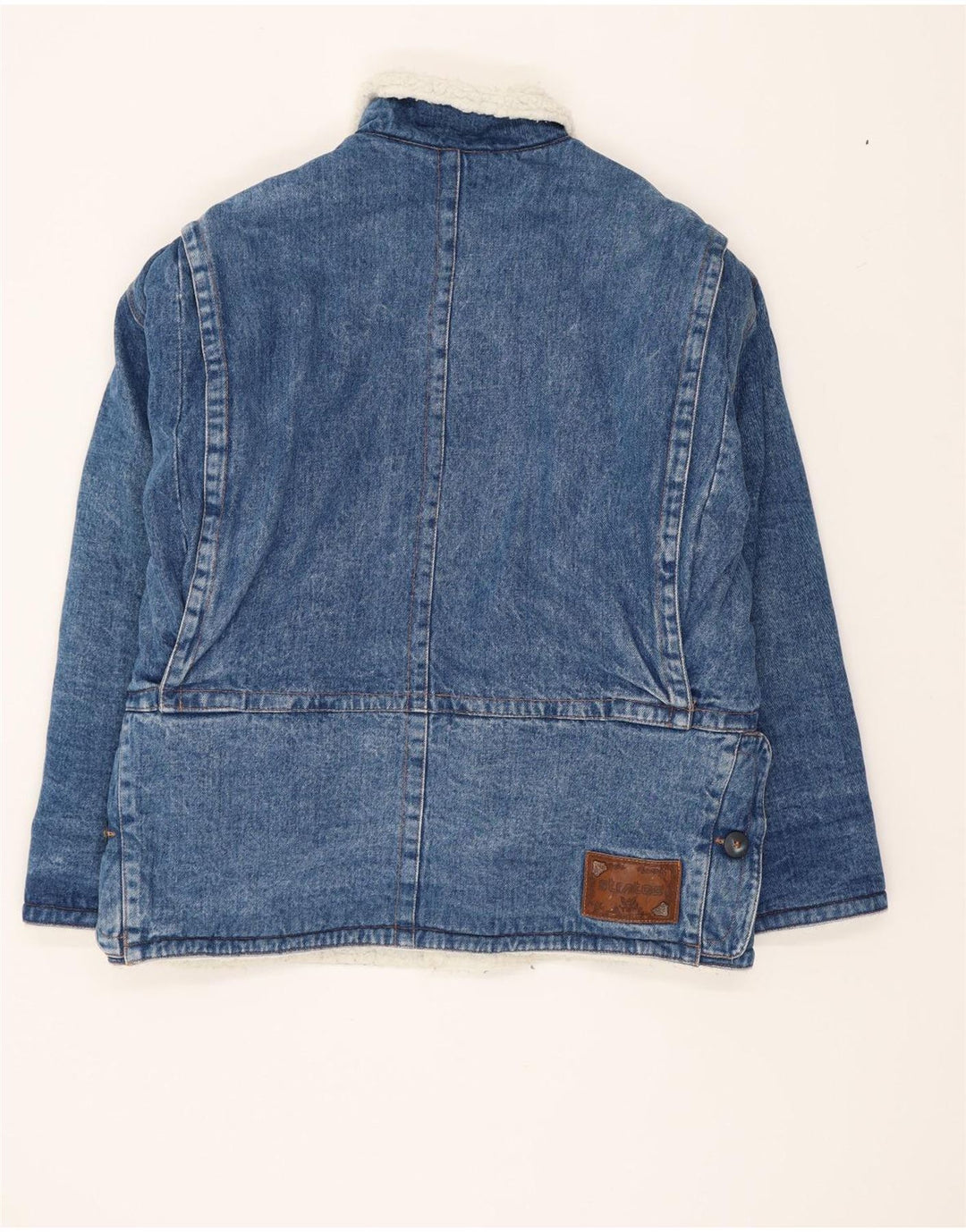 Stratos Mens Sherpa Denim Jacket UK 38 Medium Blue Cotton Retro