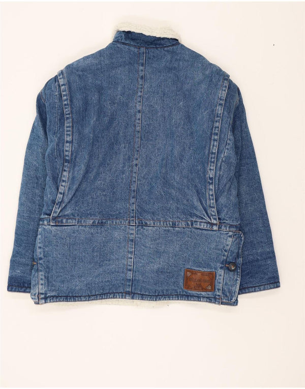 Stratos Mens Sherpa Denim Jacket UK 38 Medium Blue Cotton Retro