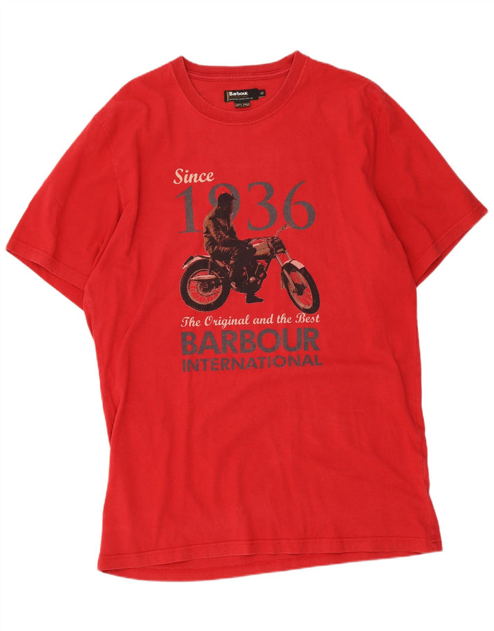 Ανδρικό γραφικό T-Shirt Barbour Top XL Red Cotton