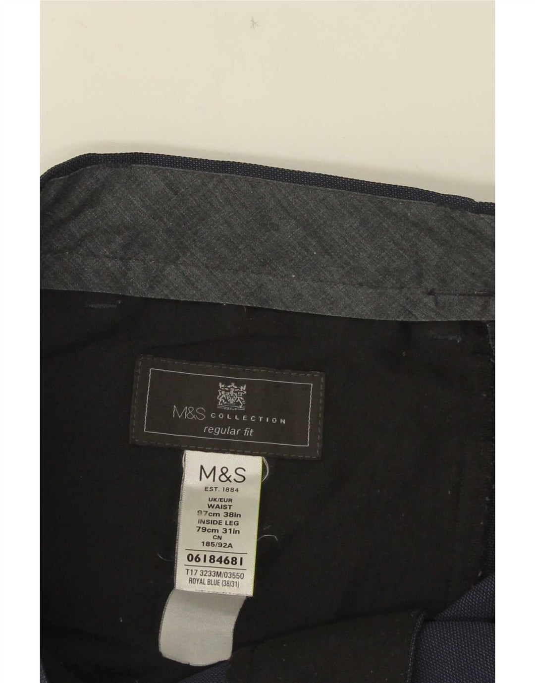 Marks & Spencer Ανδρικό ίσιο παντελόνι με κανονική εφαρμογή W38 L28 Navy Blue