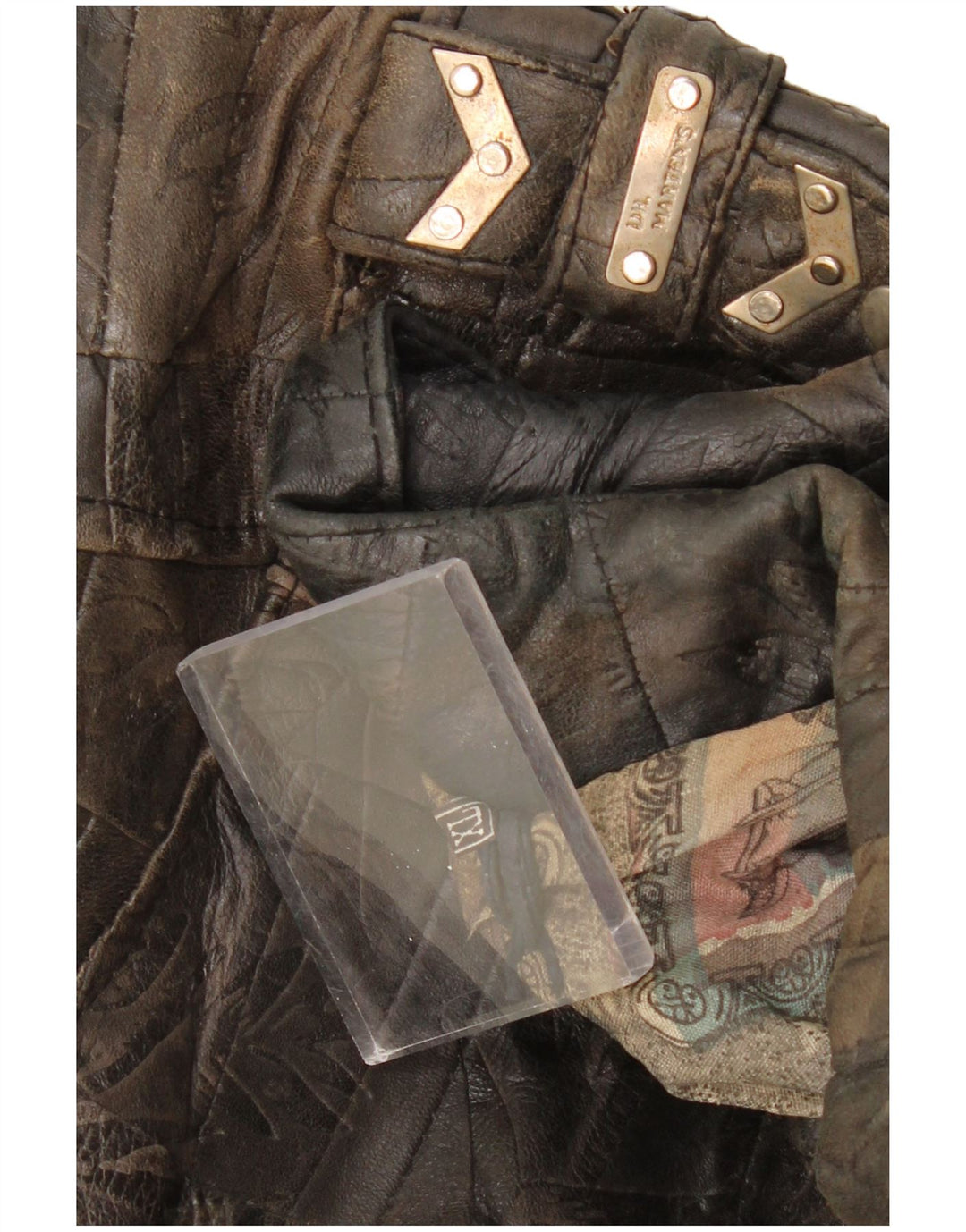 DR MARTENS Γυναικείο Crop Δερμάτινο Μπουφάν Biker UK 18 XL Καφέ συνονθύλευμα