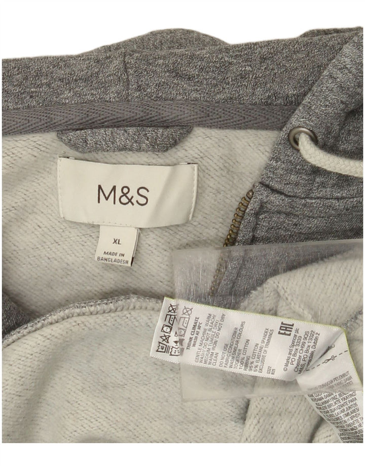 Ανδρικό πουλόβερ με κουκούλα με φερμουάρ Marks & Spencer XL Γκρι βαμβακερό