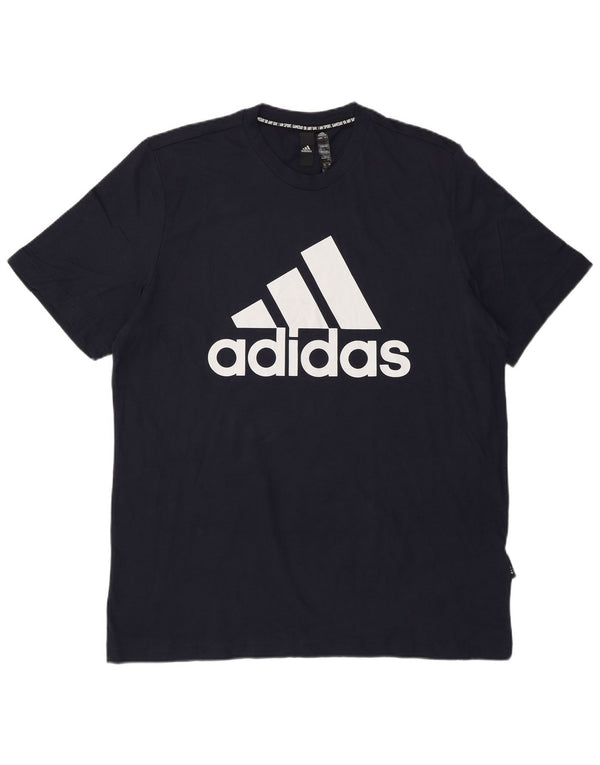 Ανδρικό γραφικό T-Shirt Adidas Top Large Navy Blue από βαμβάκι