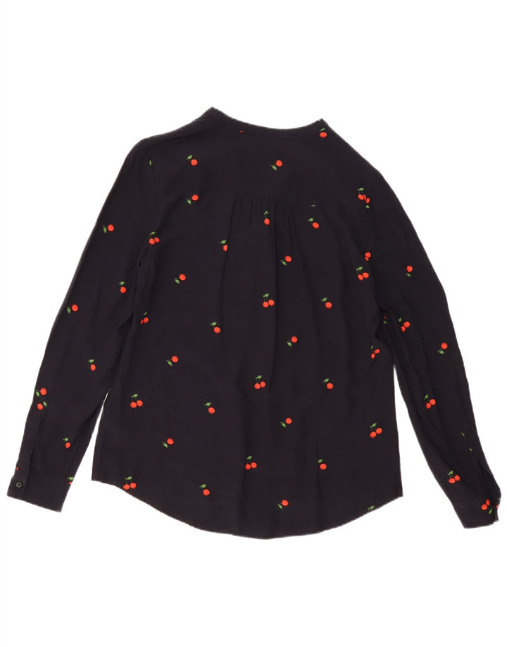 HOBBS Γυναικεία μακρυμάνικη μπλούζα τοπ UK 10 Small Black Floral