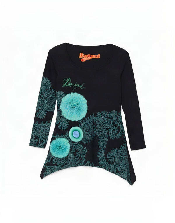 Desigual Γυναικείο Γραφικό τουνίκ Φόρεμα UK 12 Medium Navy Blue Paisley
