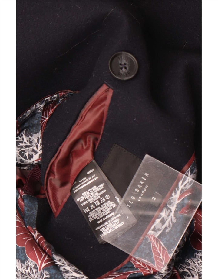 Ted Baker Ανδρικό παλτό μπιζελιού Νούμερο 2 Μικρό Μαλλί Navy Blue