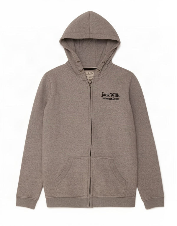 Jack Wills Boys πουλόβερ με κουκούλα με φερμουάρ 10-11 ετών γκρι βαμβακερό