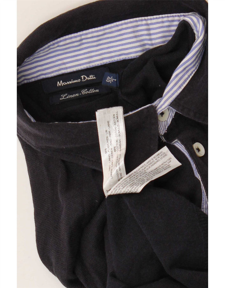 Massimo Dutti Ανδρικό πουλόβερ με λαιμόκοψη με λαιμόκοψη Μεγάλο λινό ναυτικό