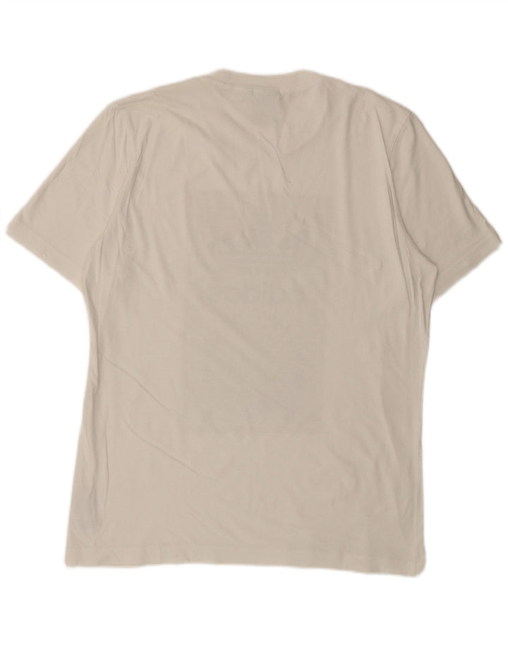 Ανδρικό γραφικό T-Shirt Adidas Top από μεσαίο λευκό βαμβακερό