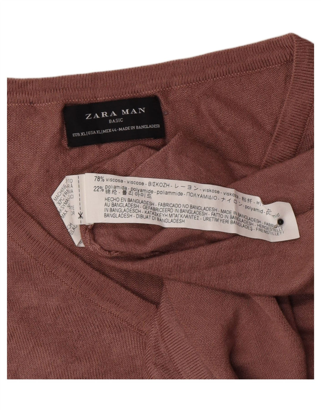 Ανδρικό πουλόβερ Zara με V λαιμόκοψη XL ροζ βισκόζη