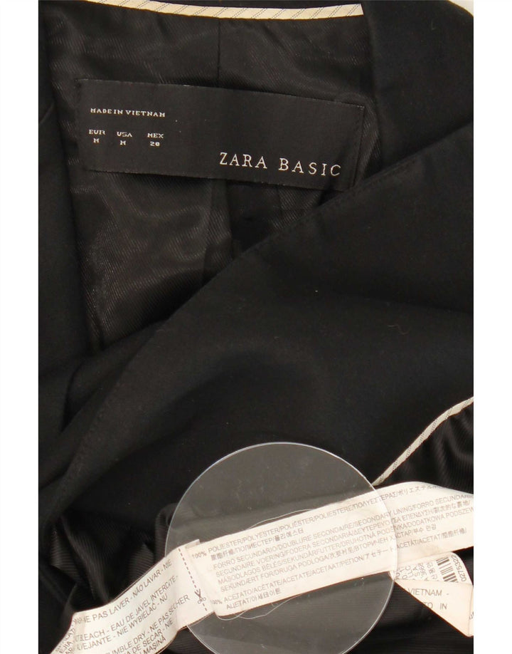 Zara Γυναικείο Μπουφάν 1 Κουμπί Blazer UK 12 Μεσαίο Μαύρο Πολυεστέρας