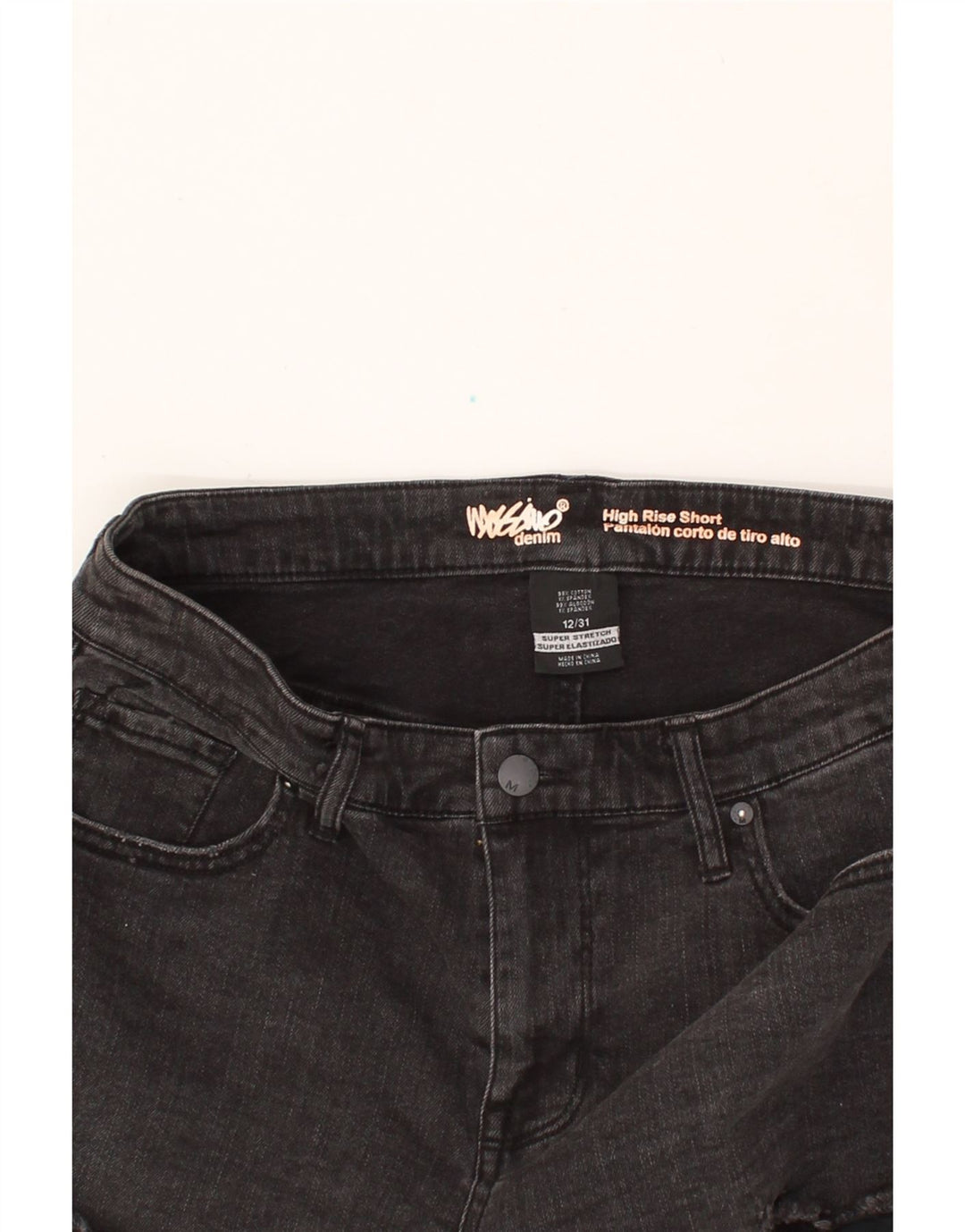 MOSSIMO Womens Stretch High Waist Denim Hot Pants US 12 Large W31  Grey Vintage Mossimo and Second-Hand Mossimo from Messina Hembry 