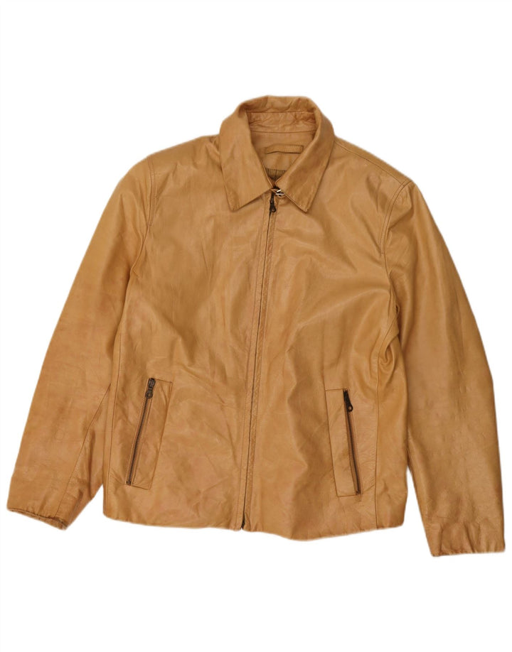 Vintage Γυναικείο Δερμάτινο Μπουφάν IT 46 Large Beige Leather