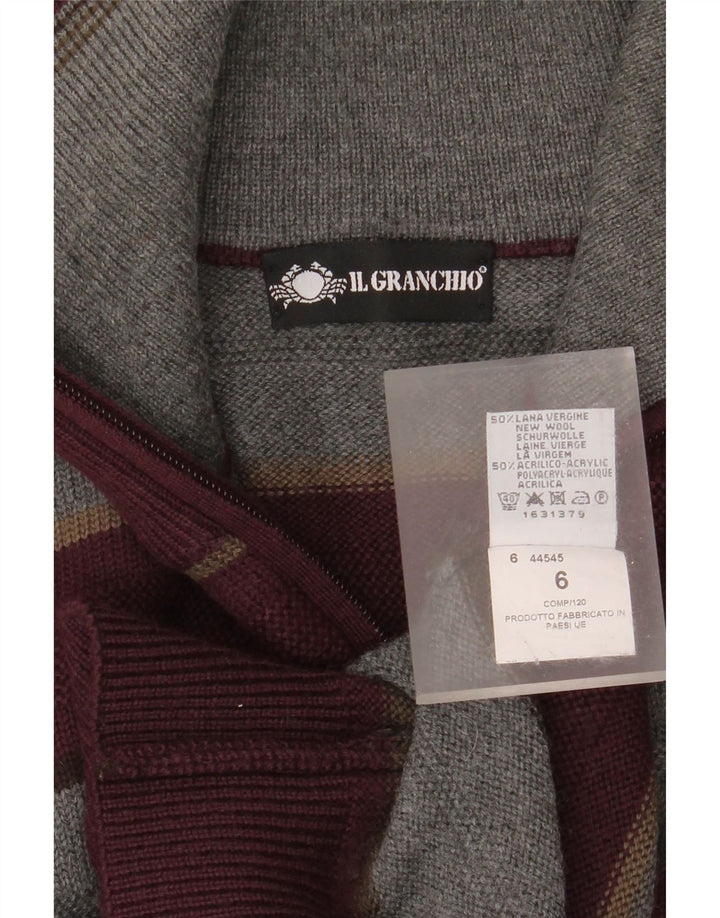 IL GRANCHIO Γυναικείο πουλόβερ με φερμουάρ UK 18 XL ριγέ μπορντό
