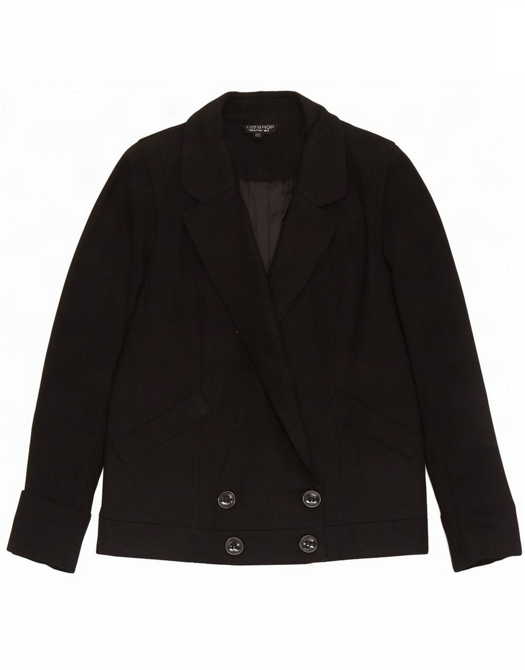 Topshop Γυναικείο Μπουφάν Blazer με διπλό στήθος UK 8 Small Black Wool