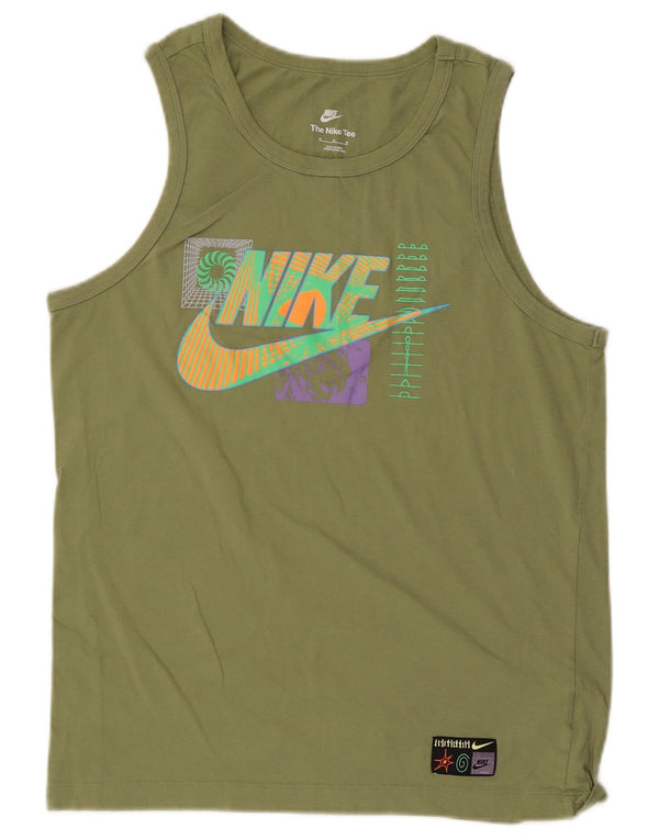 Ανδρικό γραφικό μπλουζάκι Nike, μεσαίο πράσινο βαμβακερό