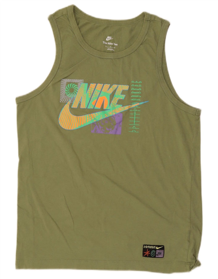 Ανδρικό γραφικό μπλουζάκι Nike, μεσαίο πράσινο βαμβακερό