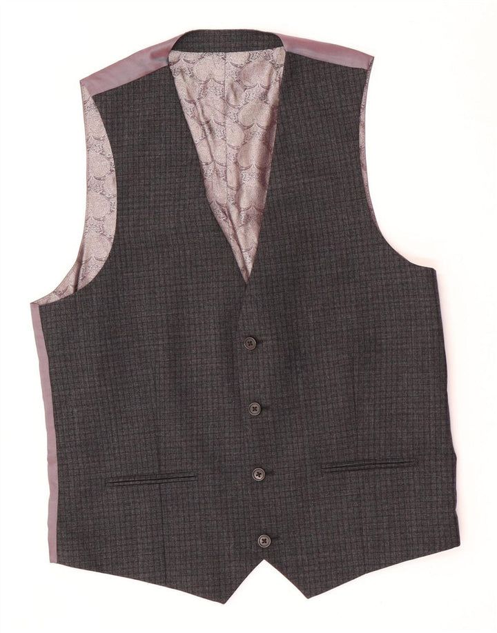 Ανδρικό γιλέκο Ted Baker US 40 Large Grey Check Wool