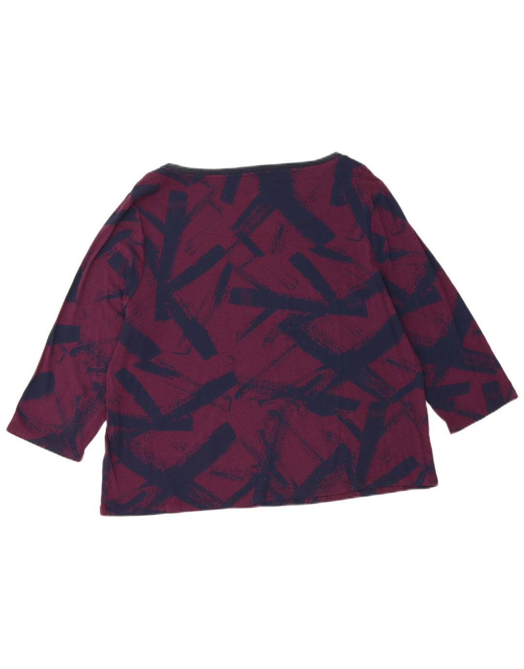 MARKS & SPENCER Γυναικείο τοπ 3/4 μανίκι UK 18 XL μωβ γεωμετρική βισκόζη