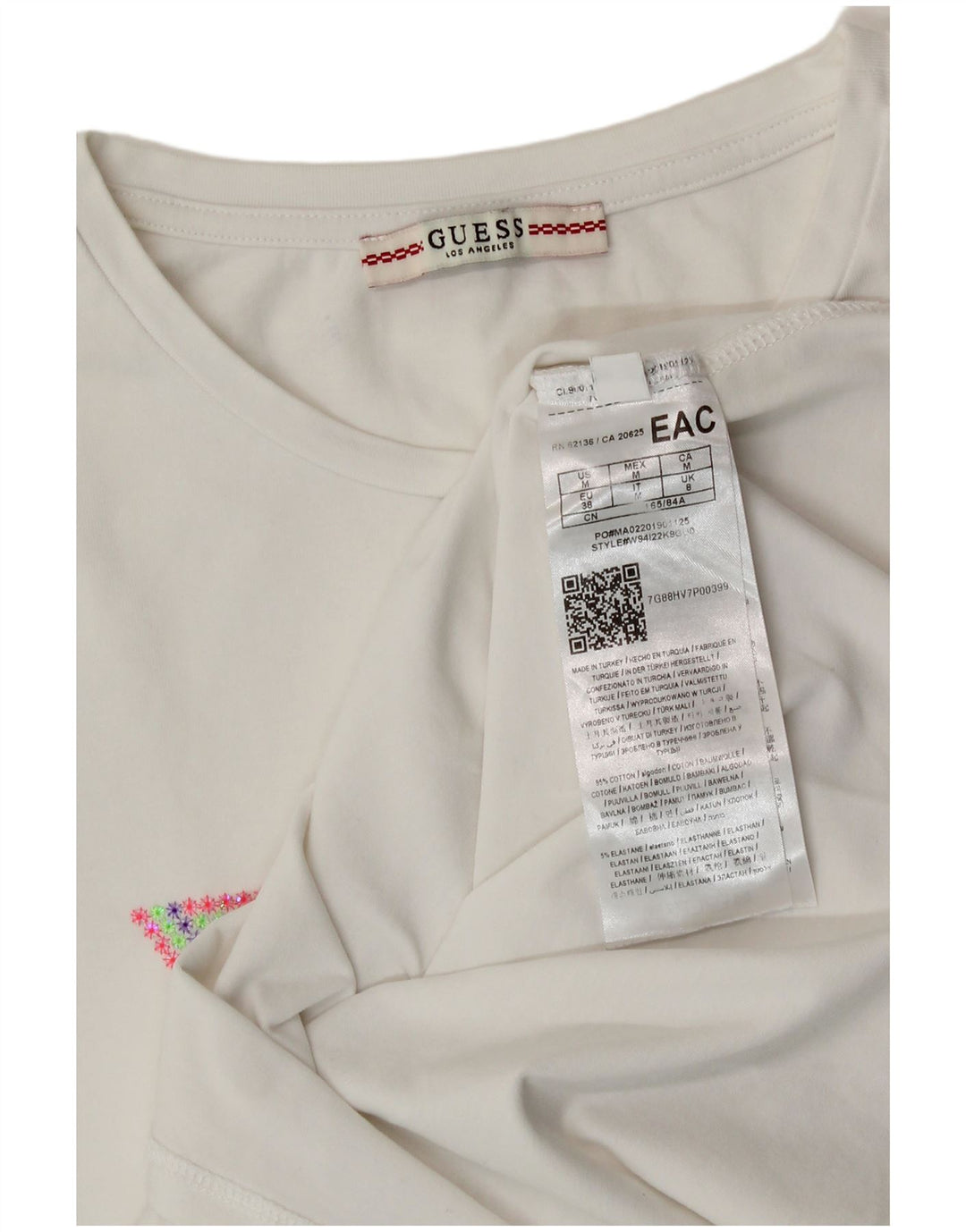 Γυναικείο γραφικό μπλουζάκι Guess Top UK 12 μεσαίο λευκό βαμβακερό