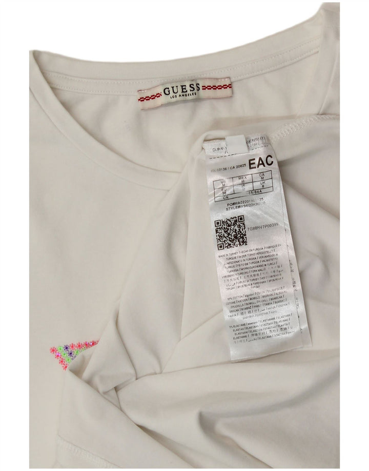 Γυναικείο γραφικό μπλουζάκι Guess Top UK 12 μεσαίο λευκό βαμβακερό