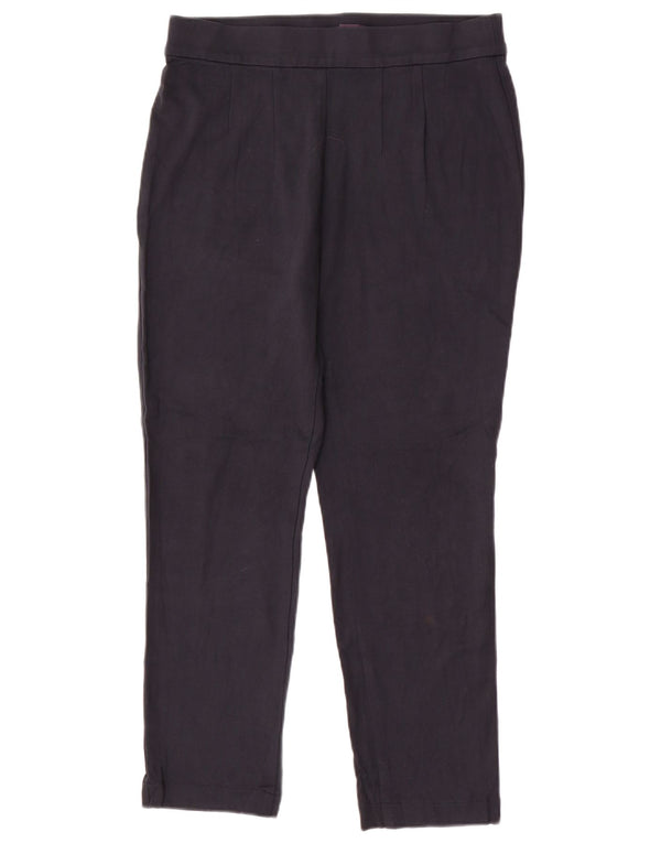 Marks & Spencer Womens Slim Casual Παντελόνι UK 14 Large Navy Blue Viscose